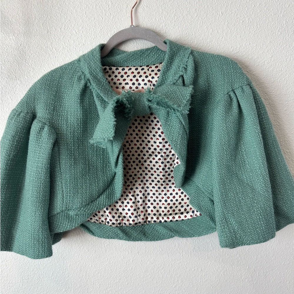 David Szeto Women's Teal Bow Cape. Size 36(xs)